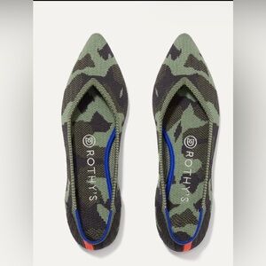 Rothy's Olive Drab Camo The Point Pointy Toe Ballet Flat- sz 8.5- Retired